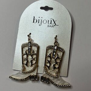 Silver and Gold Tone Cowgirl Boot Earrings | NEW WITH TAGS